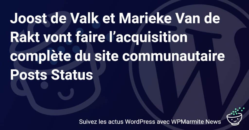 Joost de Valk et Marieke Van de Rakt : Une Nouvelle Ère pour la Communauté Posts Status