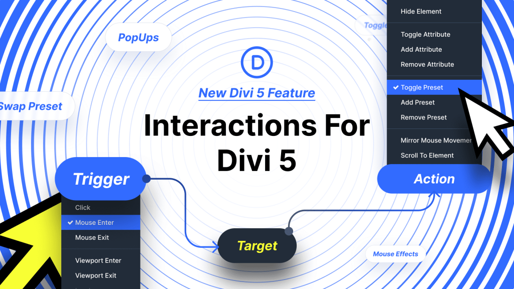 Divi 5 lance Interactions pour creer des elements interactifs avances