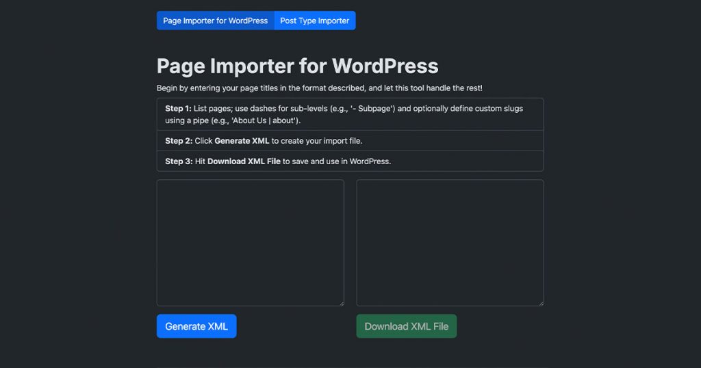 Page Importer for WordPress : générez votre XML d&rsquo;arborescence
