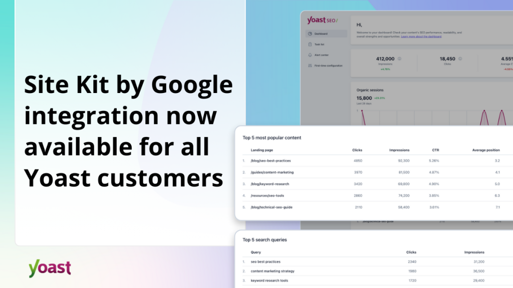 Yoast SEO intègre nativement Google Site Kit