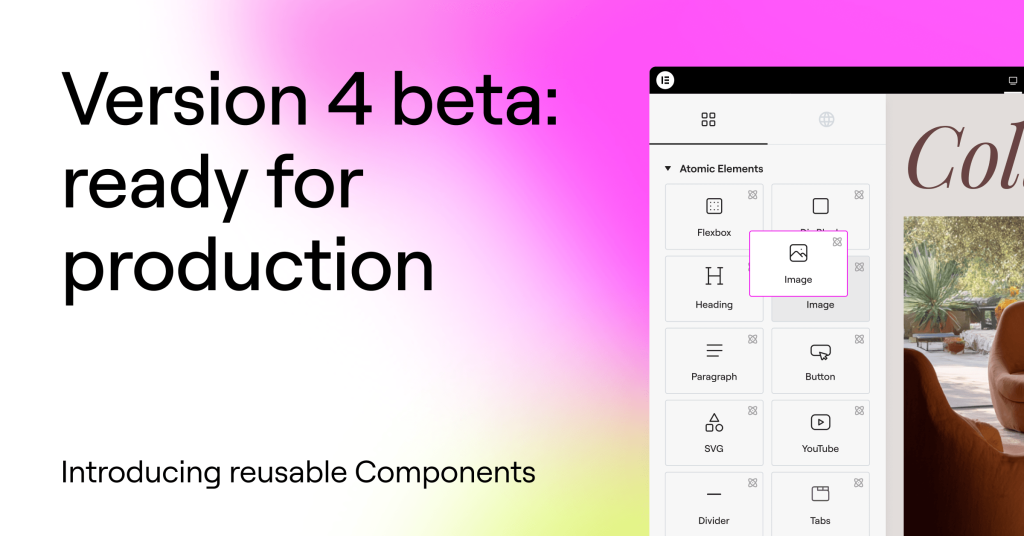 Elementor V4 Beta disponible pour les sites en production