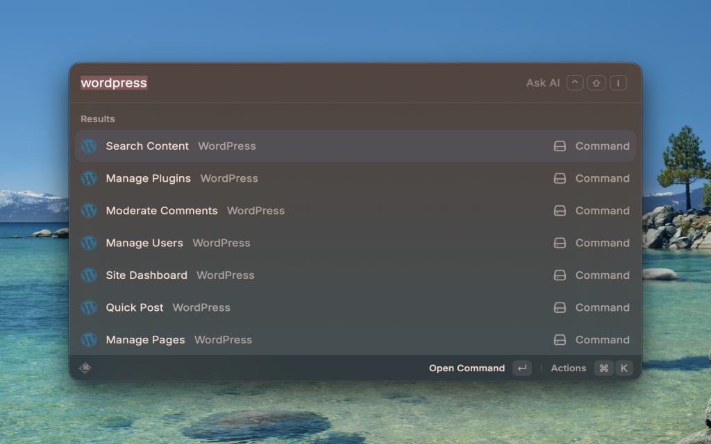 Une extension Raycast pour piloter WordPress depuis votre clavier