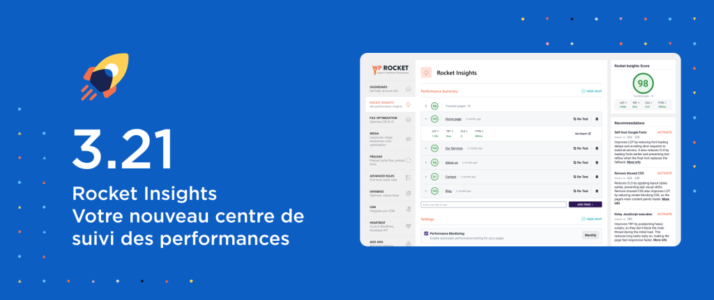 WP Rocket 3.21 : Rocket Insights intégré sans frais supplémentaires