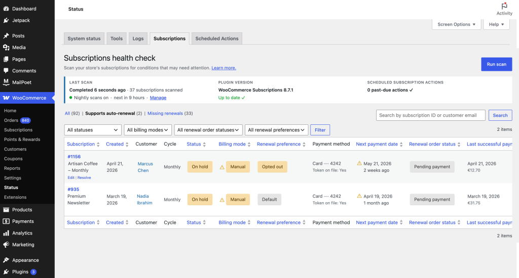 WooCommerce sort un outil de diagnostic après 4 bugs sur les renouvellements automatiques d’abonnements