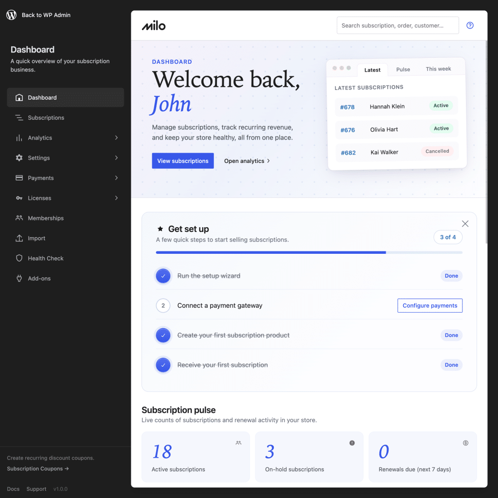 Milo Subscriptions : Rémi Corson lance une alternative gratuite à WooCommerce Subscriptions