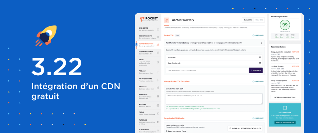WP Rocket 3.22 : intégration de RocketCDN gratuite sur 3 pages