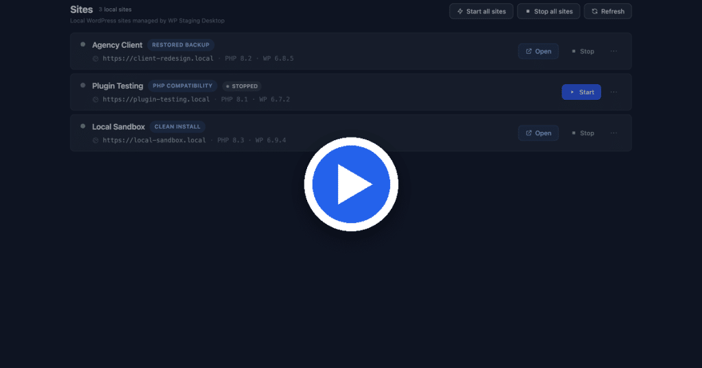 WP Staging Desktop transforme votre site en production en site local
