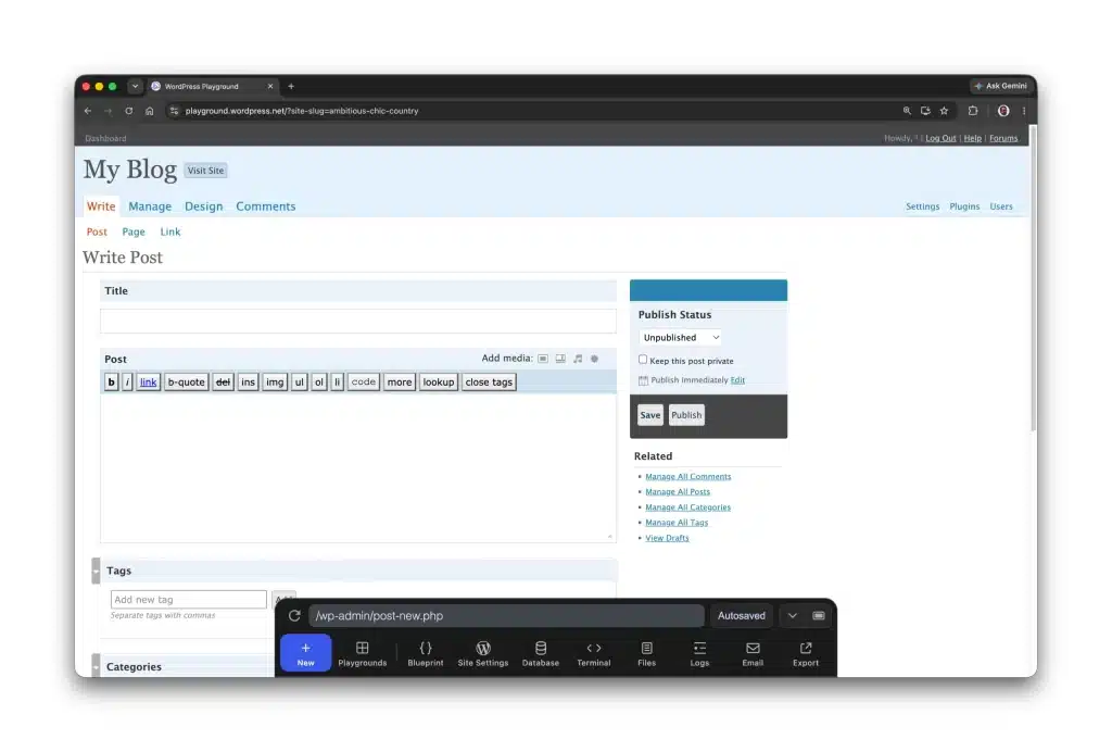 WordPress Playground fait tourner toutes les versions du CMS depuis la 0.7